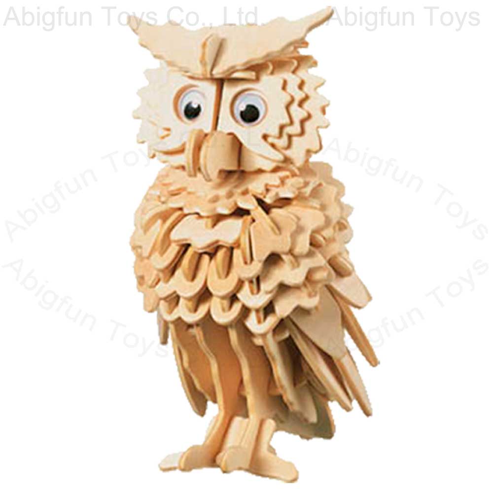  bird model, wooden construction owl kit, wooden 3d jigsaw puzzle